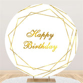 Lofaris Gold Lines Round White Backdrop For Happy Birthday